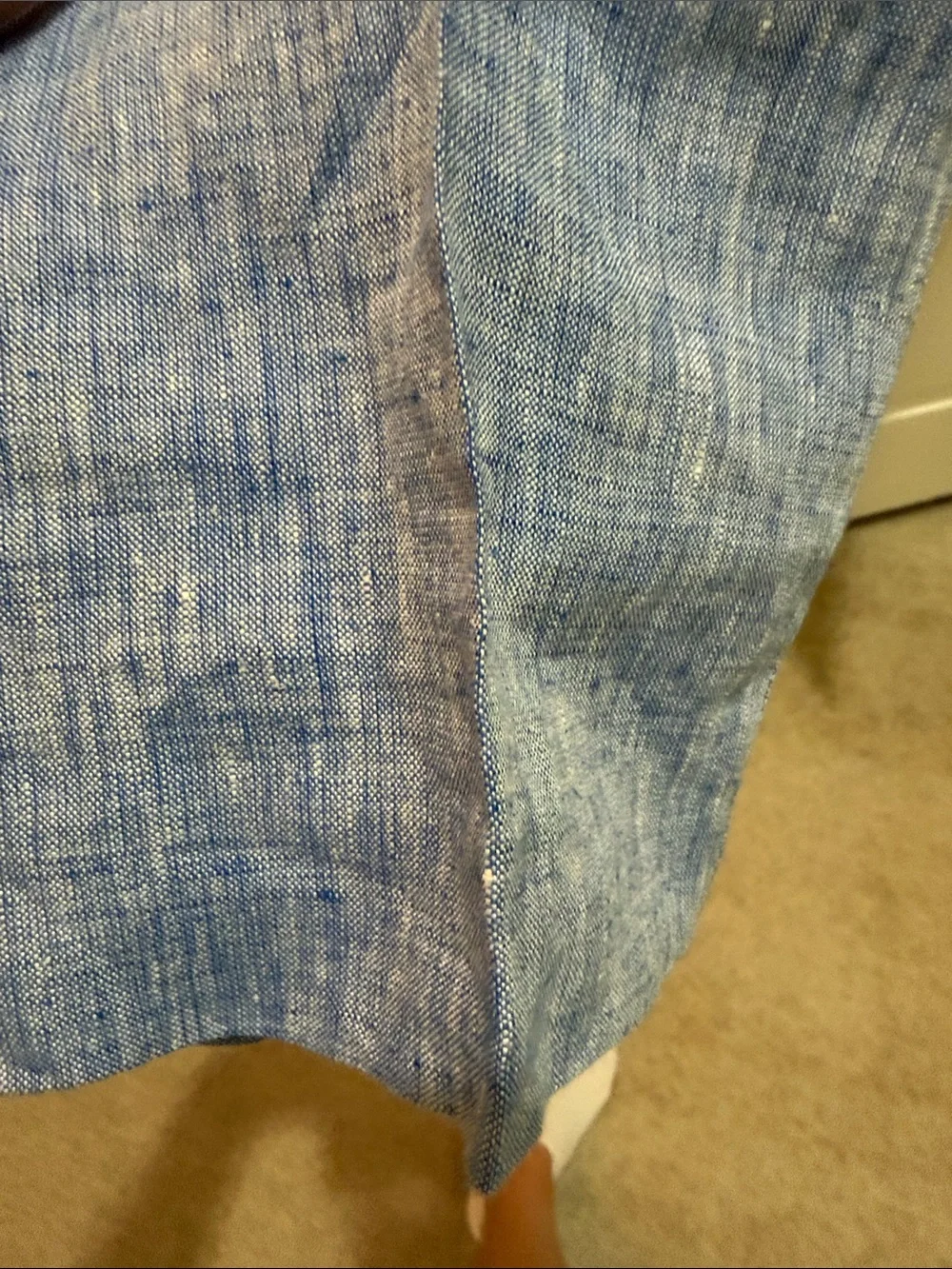 TALLIA linen Light Blue Chinos with Cream Piping